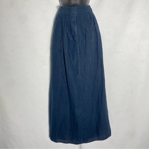 Massimo Dutti Dresses & Skirts - Massimo Dutti New Skirt Womens Sz M Navy Blue Linen Side Slits